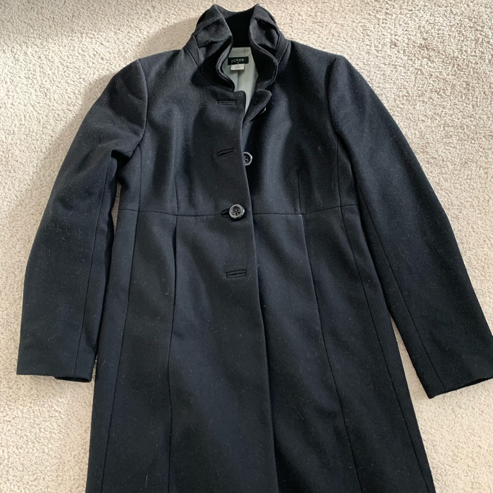 JCrew Ruffle Collar Dress Coat